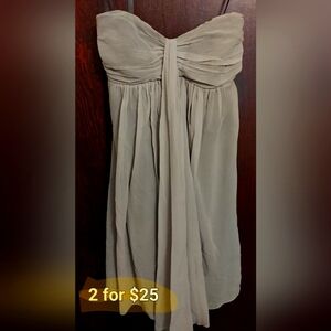 Express Brand Mini Dress, Strapless, Grey Silk Crepe, Summer' Formal